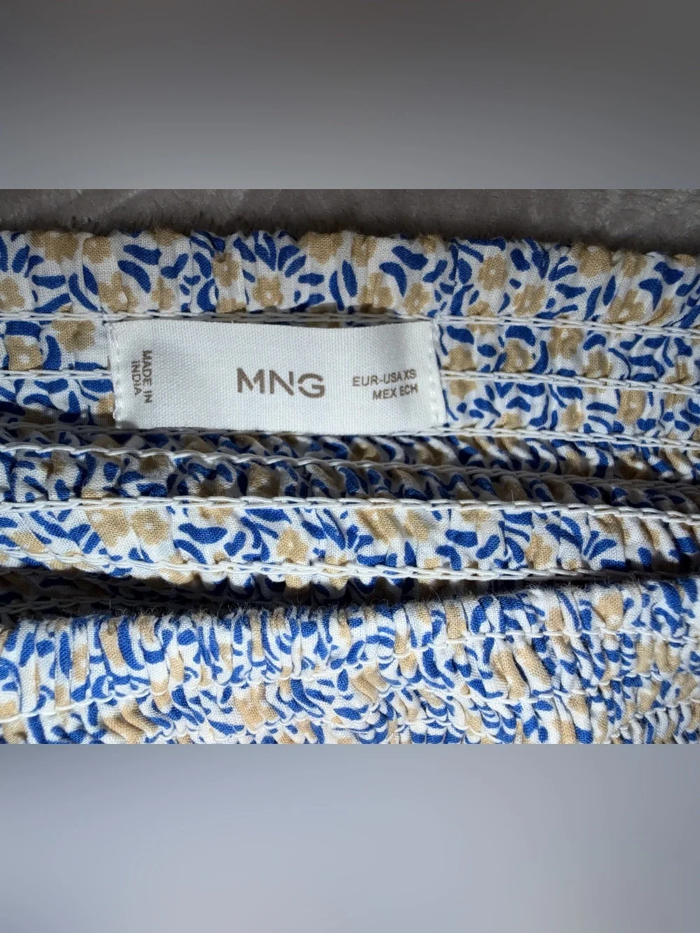 Mango Blue and Yellow Floral Tiered Mini Skirt